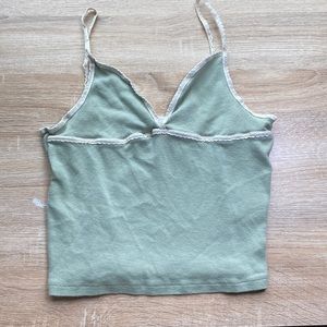 green, cropped tank top, size small